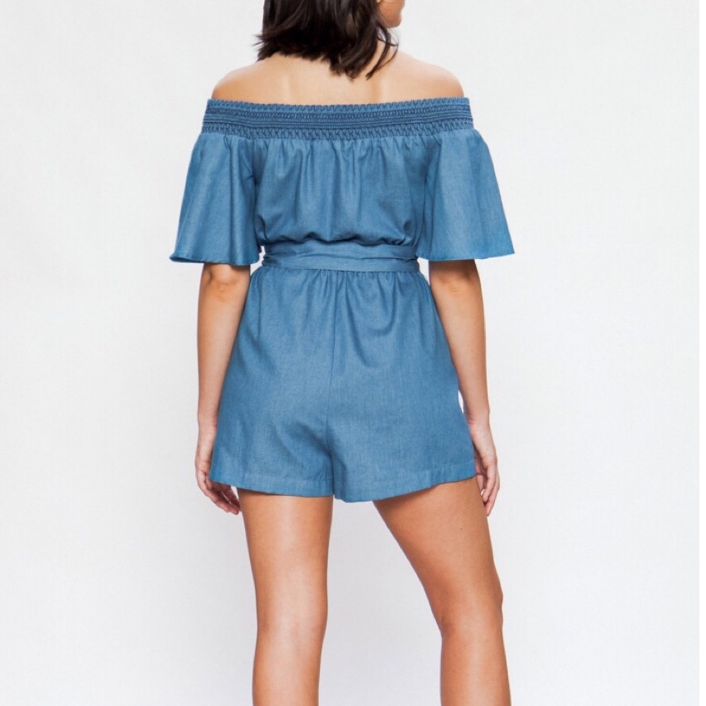 LAST ONE! Armora’s Denim Blue Off Shoulder Romper - Picture 7 of 8